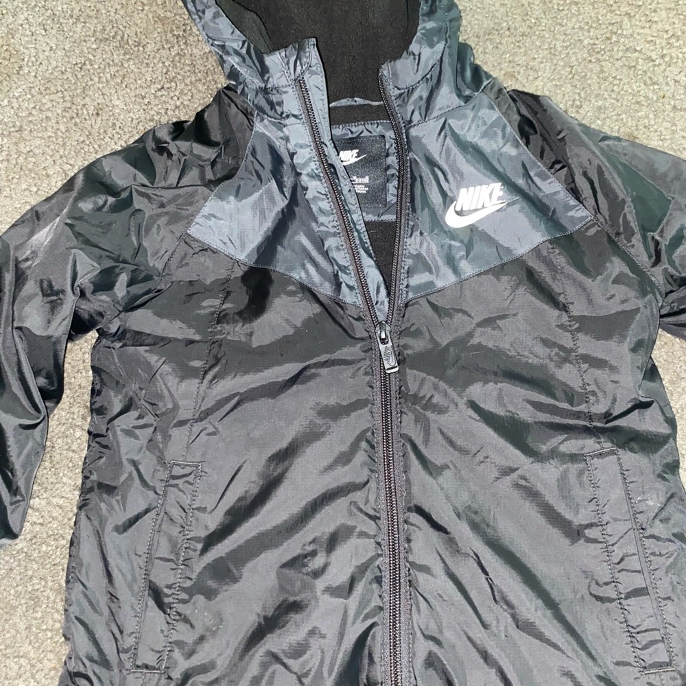 Nike Kids Black and Gray Raincoat